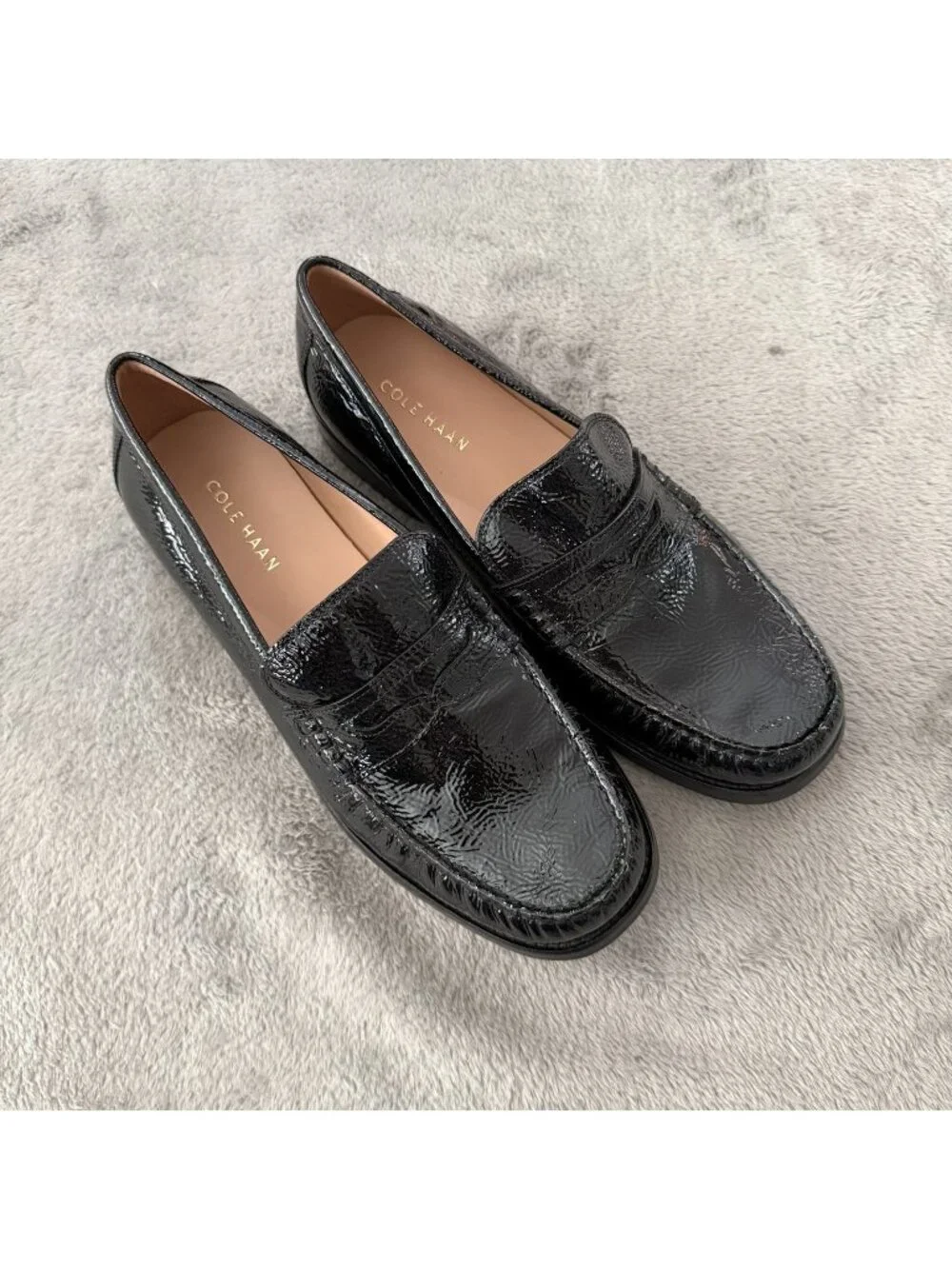 Cole Haan Womens Grand 360 Shiny Patent Leather Penny Loafers Shoes Womens 8